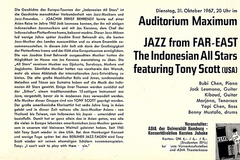 Flugblatt für das Konzert Jazz from Far-East.