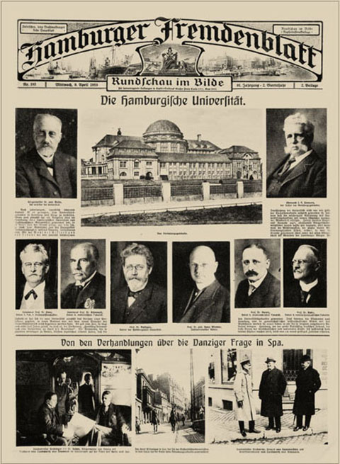 Extensive report on the opening of the University in a supplement of the Hamburger Fremdenblatt on 9 April 1919