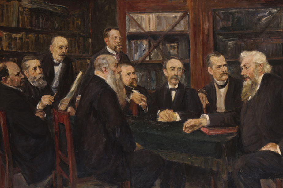 Painting of the Hamburg Convention of Professors, with the directors of the academic institutes